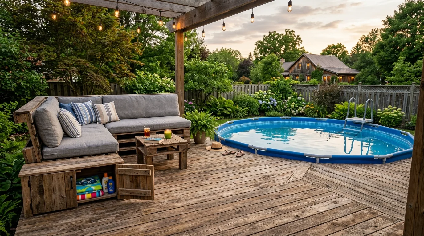 Pallet Deck With Warm Lighting